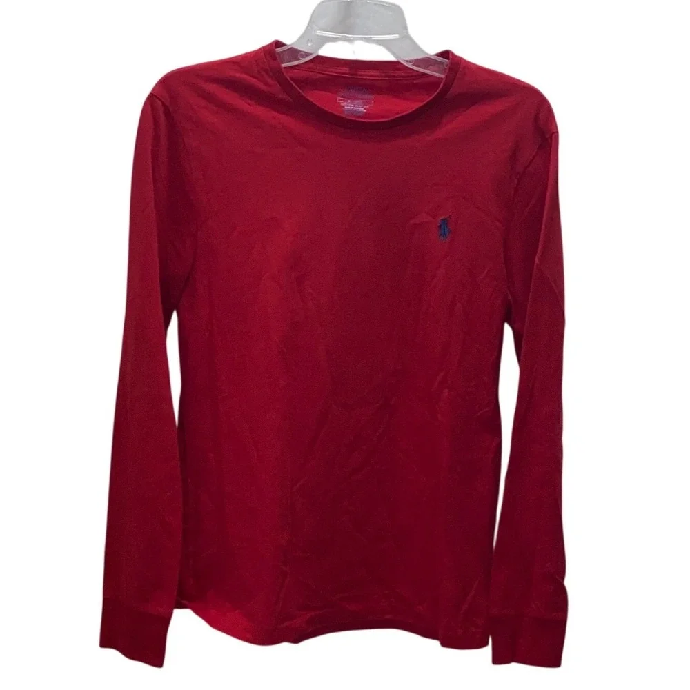 Polo Ralph Lauren Mens Red Long‎ Sleeve Custom Slim Fit Crew Neck T Shirt M